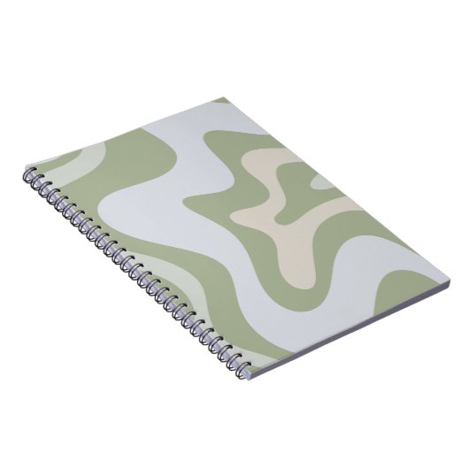 Retro Liquid Swirl Abstraktes Muster in Sage Green Notizblock (Rechte Seite)
