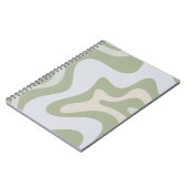 Retro Liquid Swirl Abstraktes Muster in Sage Green Notizblock (Linke Seite)