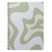 Retro Liquid Swirl Abstraktes Muster in Sage Green Notizblock (Vorderseite)