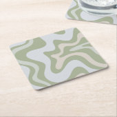 Retro Liquid Swirl Abstraktes Muster in Sage Green Rechteckiger Pappuntersetzer (angewinkelt)