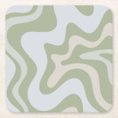 Retro Liquid Swirl Abstraktes Muster in Sage Green Rechteckiger Pappuntersetzer (Vorderseite)