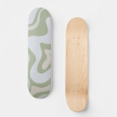 Retro Liquid Swirl Abstraktes Muster in Sage Green Skateboard (Vorderseite)