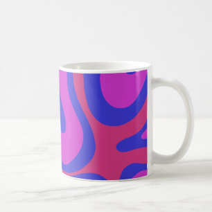 Retro Liquid Swirl Abstraktes Muster Magenta Blau Kaffeetasse