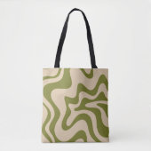 Retro Liquid Swirl Abstraktes Muster Olive Green Tasche (Vorderseite)