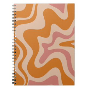 Retro Liquid Swirl Abstraktes Muster Orange Pink Notizblock