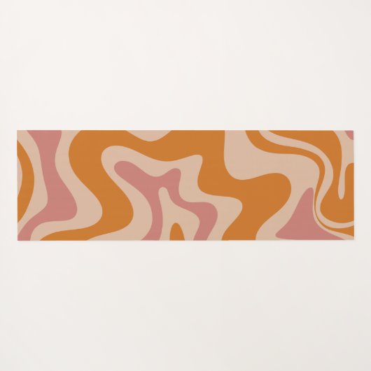 Retro Liquid Swirl Abstraktes Muster Orange Pink Yogamatte (Rückseite (Horizontal))