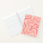 Retro Liquid Swirl Abstraktes Muster Rosa Notizblock (Innenseite)