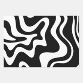 Retro Liquid Swirl Abstraktes Muster Schwarz & Wei Geschenkpapier Set (Vorderseite 3)