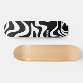 Retro Liquid Swirl Abstraktes Muster Schwarz & Wei Skateboard (Horizontal)