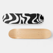 Retro Liquid Swirl Abstraktes Muster Schwarz & Wei Skateboard (Horizontal)