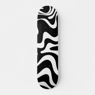 Retro Liquid Swirl Abstraktes Muster Schwarz & Wei Skateboard