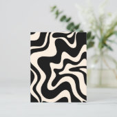 Retro Liquid Swirl Abstraktes Muster Schwarze Crem (Stehend Vorderseite)