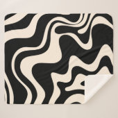 Retro Liquid Swirl Abstraktes Muster Schwarze Crem Sherpadecke (Vorderseite (Horizontal))