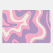 Retro Liquid Swirl Groovy Abstrakt Lila rosa Geschenkpapier Set (Vorderseite 3)