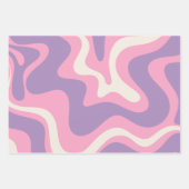 Retro Liquid Swirl Groovy Abstrakt Lila rosa Geschenkpapier Set (Vorderseite 2)