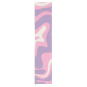 Retro Liquid Swirl Groovy Abstrakt Lila rosa Kurzer Tischläufer (Vorderseite)