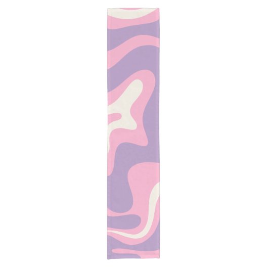 Retro Liquid Swirl Groovy Abstrakt Lila rosa Kurzer Tischläufer (Vorderseite)