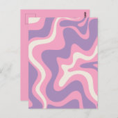 Retro Liquid Swirl Groovy Abstrakt Lila rosa Postkarte (Vorne/Hinten)