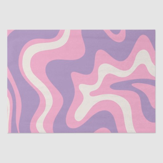 Retro Liquid Swirl Groovy Abstrakt Lila rosa Seidenpapier (Vorderseite)