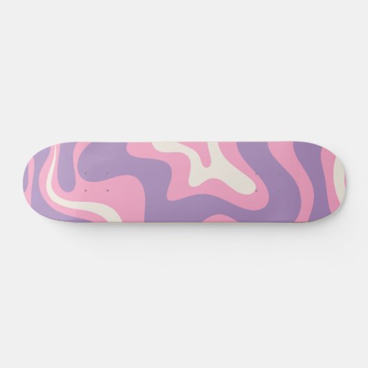 Retro Liquid Swirl Groovy Abstrakt Lila rosa Skateboard (Horizontal)