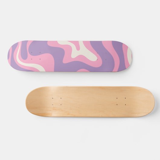 Retro Liquid Swirl Groovy Abstrakt Lila rosa Skateboard (Horizontal)