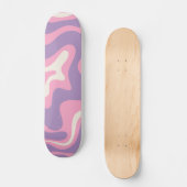 Retro Liquid Swirl Groovy Abstrakt Lila rosa Skateboard (Vorderseite)