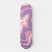 Retro Liquid Swirl Groovy Abstrakt Lila rosa Skateboard (Vorne)