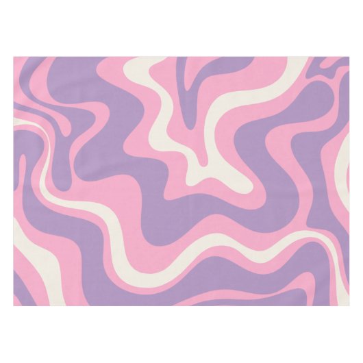 Retro Liquid Swirl Groovy Abstrakt Lila rosa Tischdecke (Vorderseite (Horizontal))