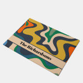 Retro Liquid Swirl Groovy Abstrakt Personalisiert Fußmatte (Schrägansicht)