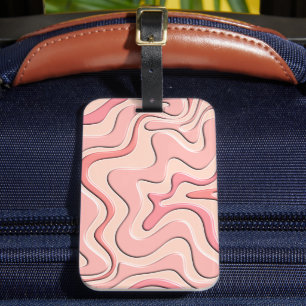 Retro Liquid Swirl Groovy Pink Abstraktes Muster Gepäckanhänger
