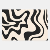 Retro Liquid Swirl Modernes Abstraktes Muster Schw Geschenkpapier Set (Vorderseite 3)