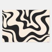 Retro Liquid Swirl Modernes Abstraktes Muster Schw Geschenkpapier Set (Vorderseite 2)