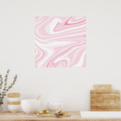 Retro Liquid Swirl Pink Painting Ästhetik Poster (Küche)