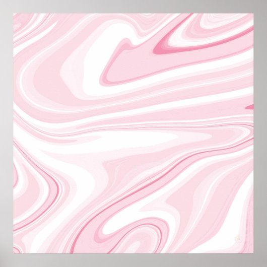 Retro Liquid Swirl Pink Painting Ästhetik Poster (Vorne)