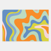 Retro Liquid Swirl Trippy Abstraktes Muster Geschenkpapier Set (Vorderseite 2)