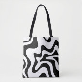 Retro Liquid Swirl Trippy Black and White Abstrakt Tasche (Vorderseite)
