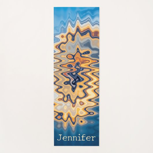 Retro Liquid Wavy Swirl Blue Yellow Pattern Name Yogamatte (Vorderseite)