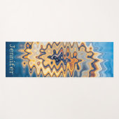 Retro Liquid Wavy Swirl Blue Yellow Pattern Name Yogamatte (Vorderseite (Horizontal))