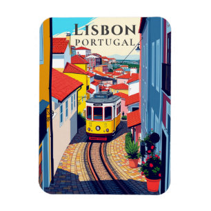 Retro Lissabon Tramlinie Vintage Reisen Souvenir Magnet