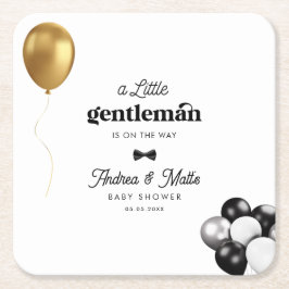 Retro Little Gentleman Balloons Boy Baby Shower Rechteckiger Pappuntersetzer