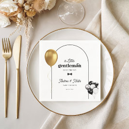 Retro Little Gentleman Balloons Boy Baby Shower Serviette