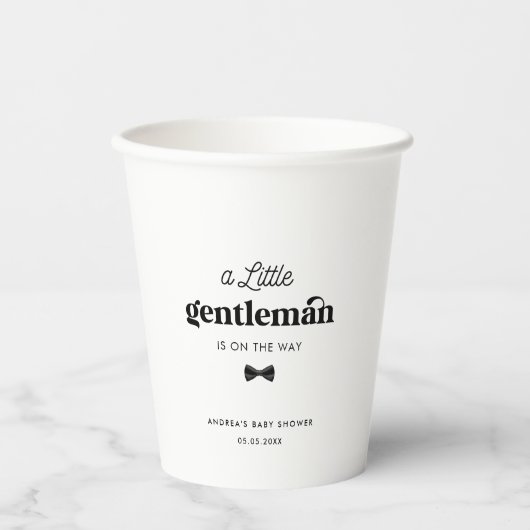 Retro Little Gentleman Schwarz-weiß Boy Baby Showe Pappbecher (Vorderseite)