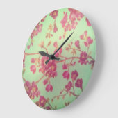 Retro little pink flowers große wanduhr (Winkel)
