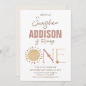 Retro Little Sunshine Einladung zum 1. Geburtstag (Vorne/Hinten)