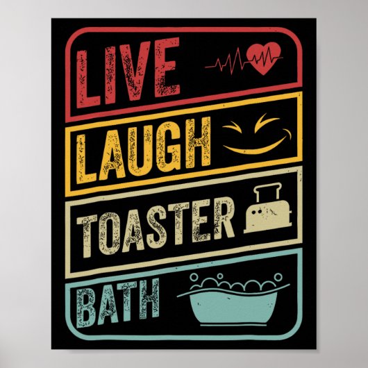 Retro Live Lagh Toaster Bath Skeletto Funny Hallo Poster (Vorne)