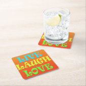 Retro Live Laugh Liebe Square Untersetzer (Vor Ort)
