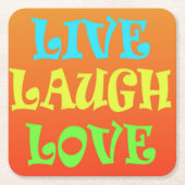 Retro Live Laugh Liebe Square Untersetzer (Vorderseite)