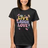 Retro “Live Laugh Love” Cartoon Art T-Shirt (Vorderseite)