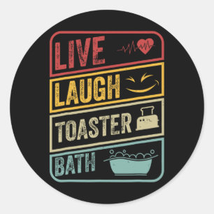 Retro Live Laugh Toaster The Skeleton Funny Hallow Runder Aufkleber
