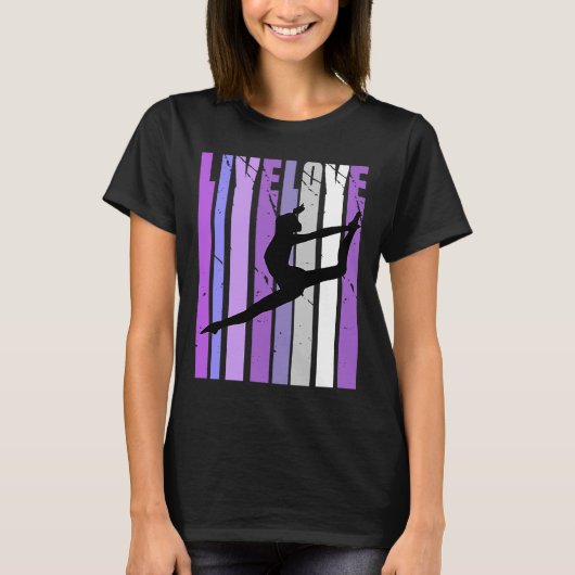 Retro Live Liebe Dancer Birthday Silhouette C T-Shirt (Vorderseite)